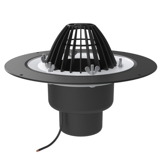 Кровельная воронка Termoclip ВФО c листвоуловителем и обжимным фланцем, обогреваемеая, 110х450 мм
